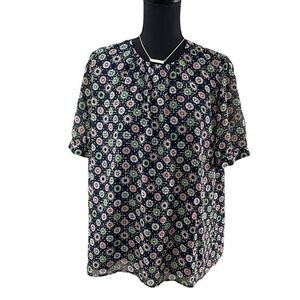 French Connection Patterned Short Sleeve Blouse Top Size 10